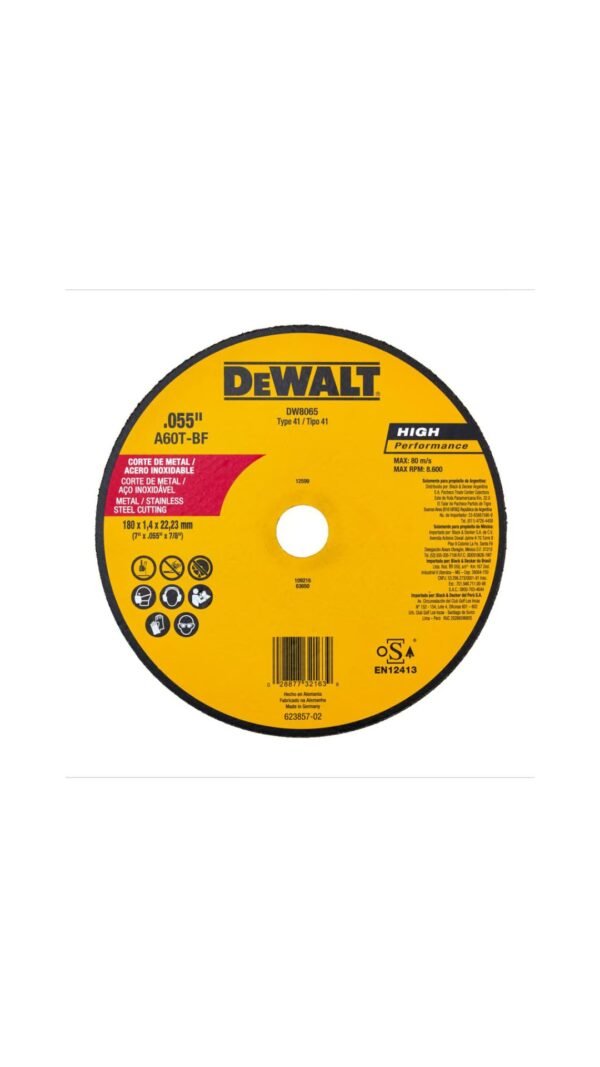 DISCO DE CORTE DE METAL 7" DEWALT