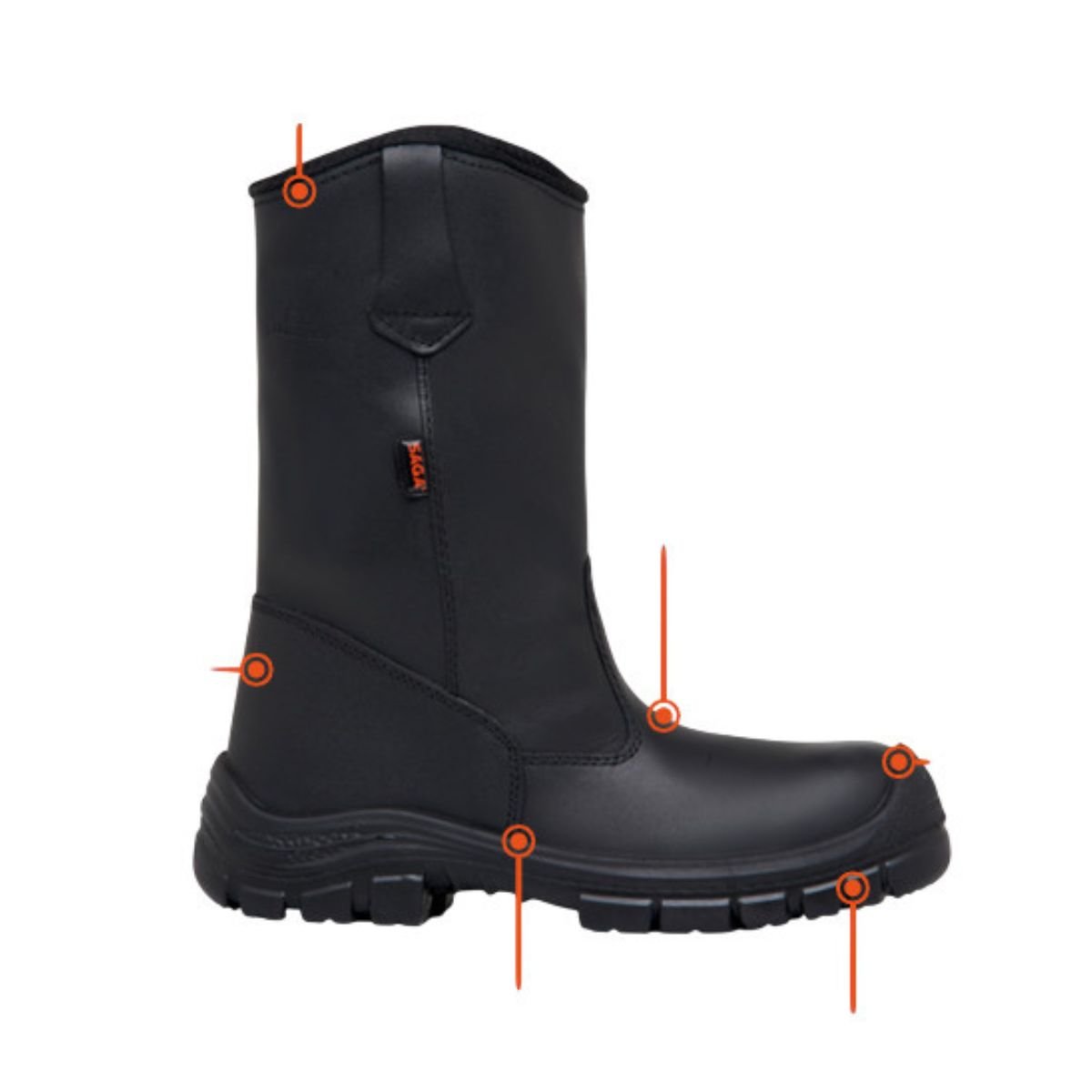 BOTA SOLDADOR CAÑA ALTA MODELO SAGA 3045(NORMA: ISO 20345:2021)